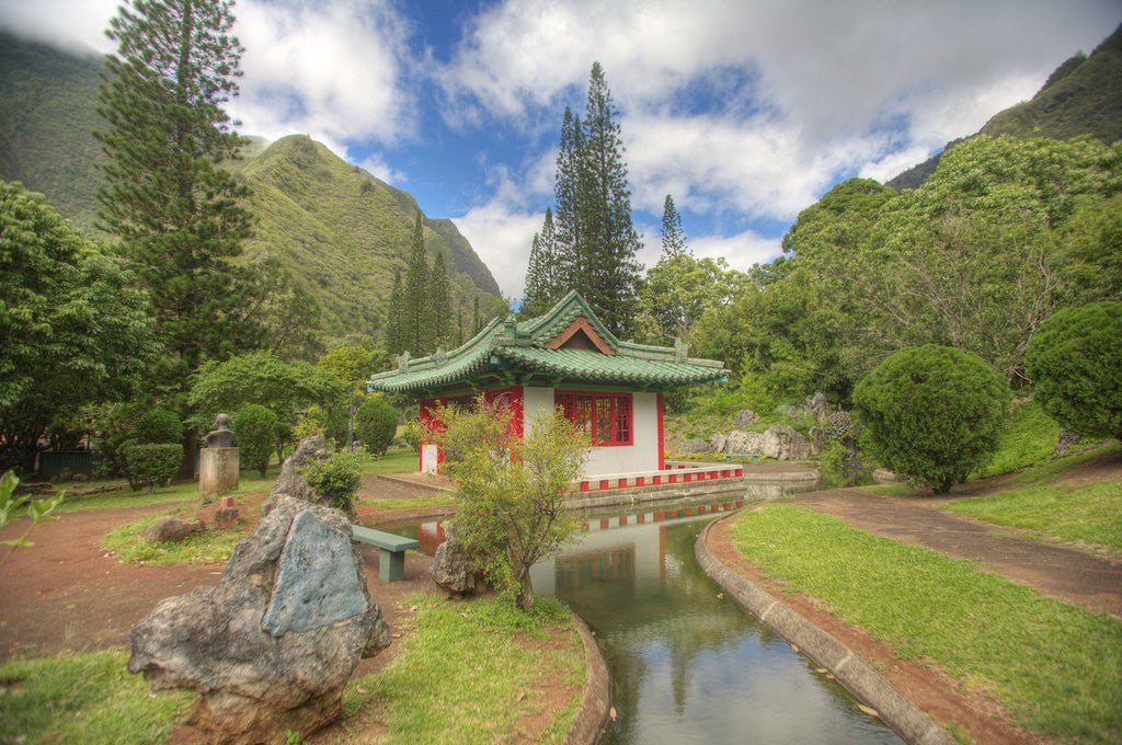 Detail of Japanese Garden at Kepaniwai Heritage Gardens on Maui by Corbis