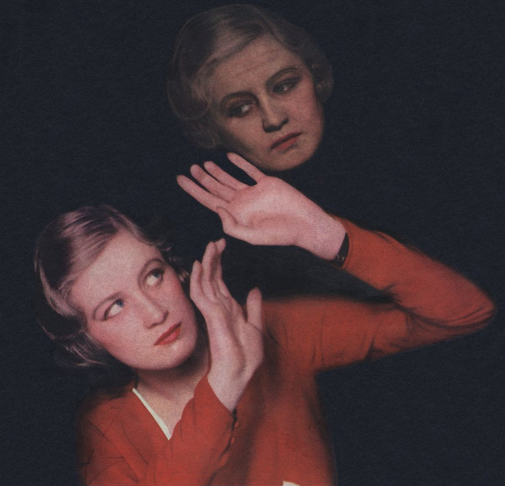 Detail of Woman fending off aging by Anonymous