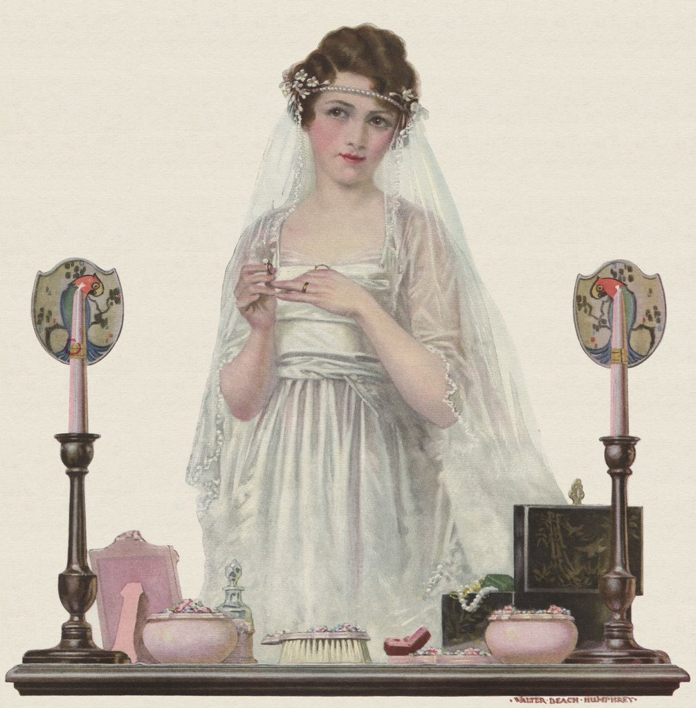 Detail of Bride trying on ring by Anonymous