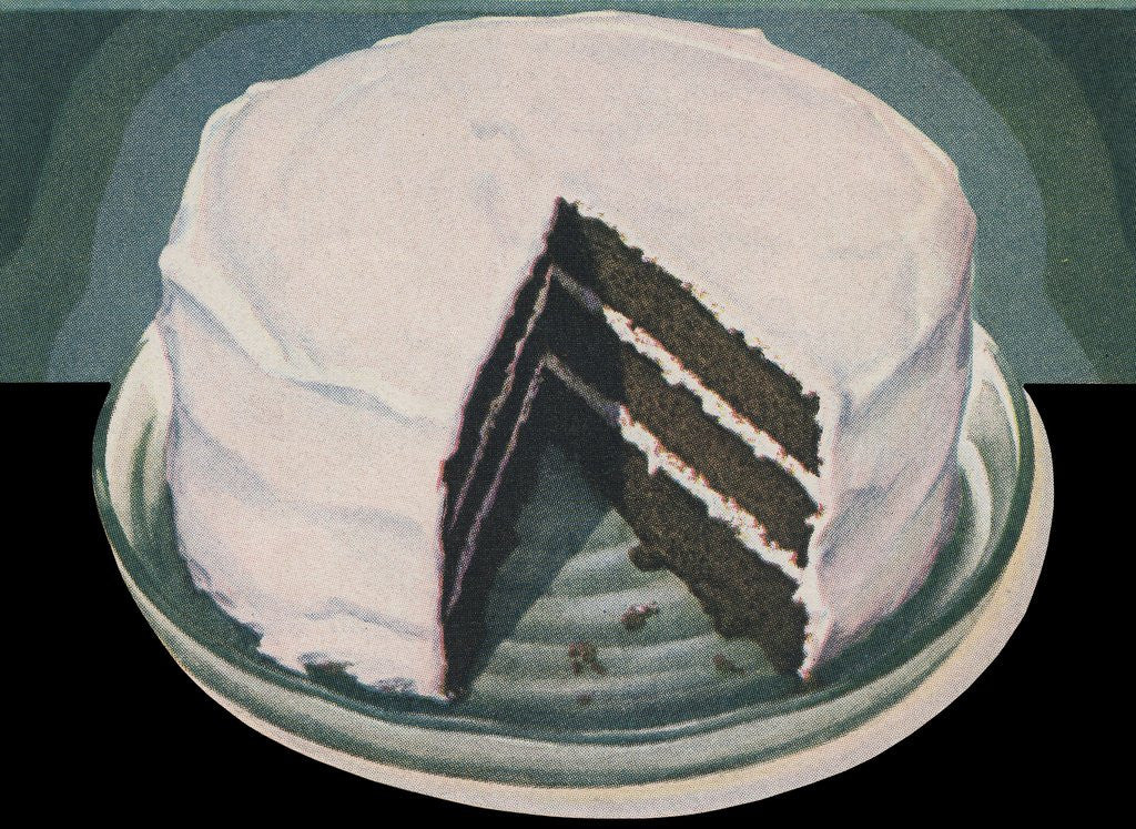 Detail of Chocolate devil's food cake with vanilla icing by Corbis