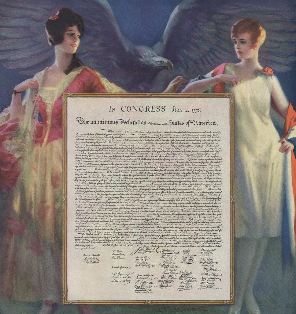 Detail of Lovely ladies guarding Declaration of Independence by Anonymous