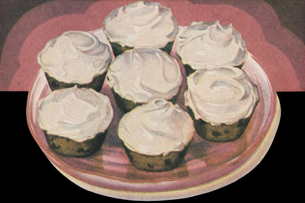 Detail of Cupcakes with vanilla frosting by Anonymous