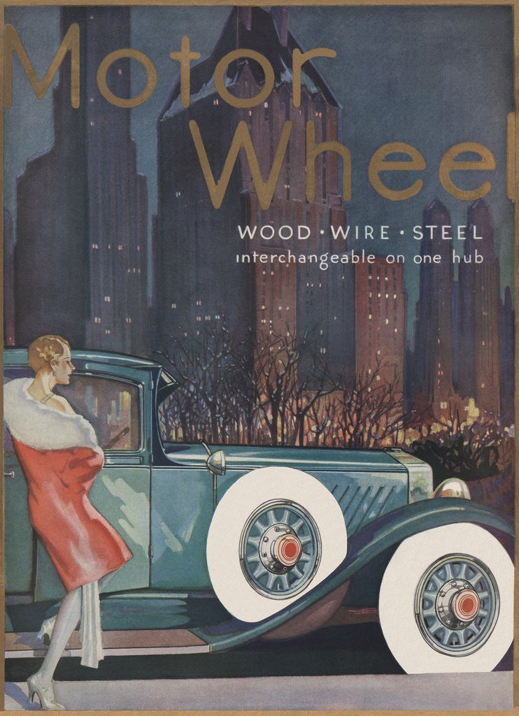 Detail of Woman with car in city setting by Anonymous