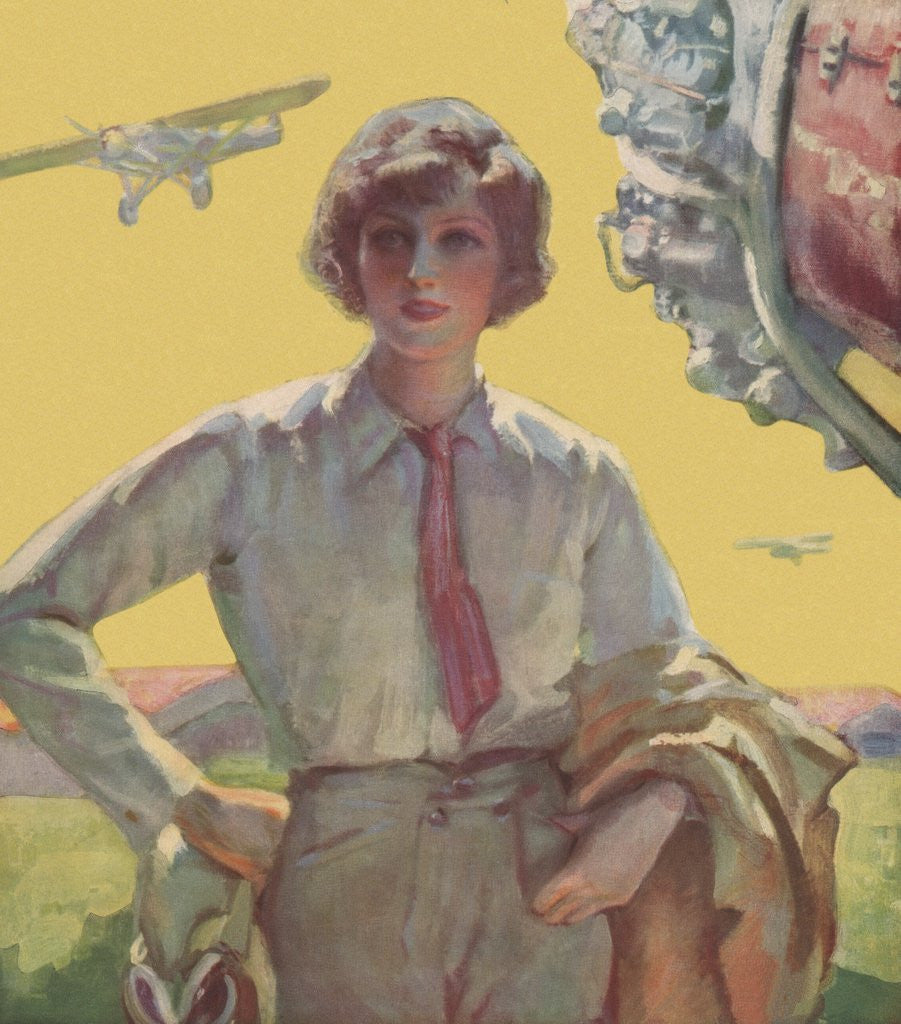 Detail of Woman with airplane by Anonymous
