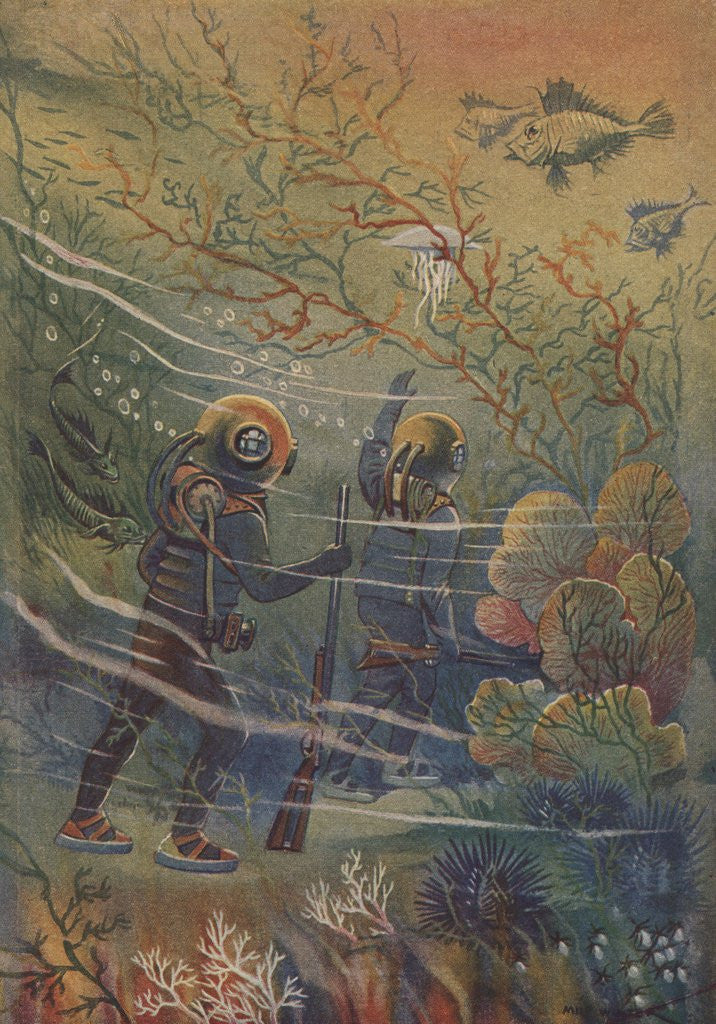 Detail of Illustration of divers underwater by Anonymous