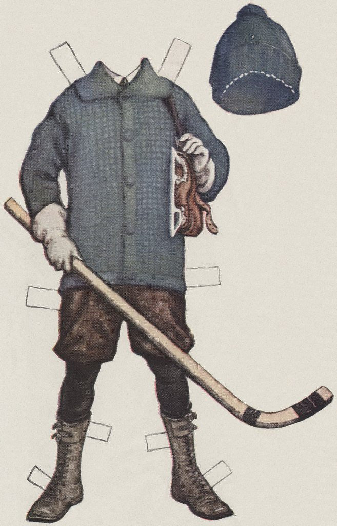 Detail of Paper doll with hockey clothes by Anonymous