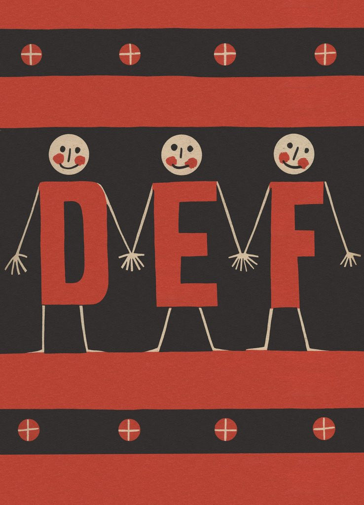 Detail of Personified letters D E F by Anonymous