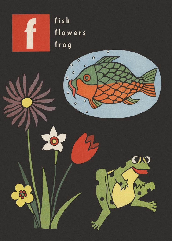 Detail of F is for fish flowers frog by Anonymous