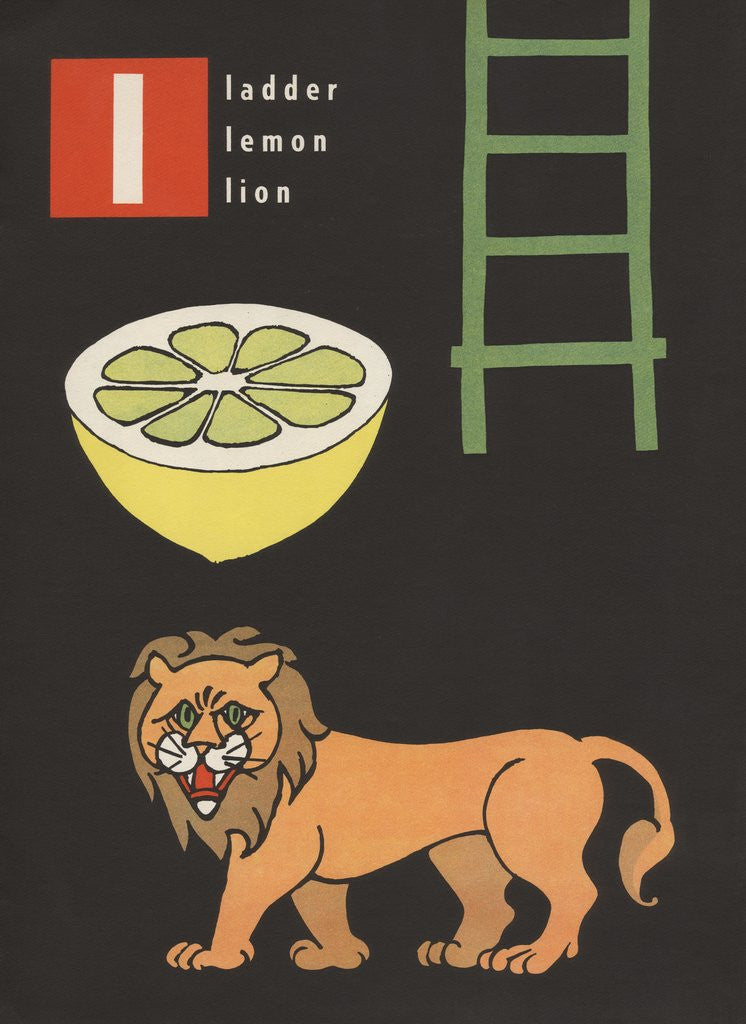 Detail of L is for ladder lemon lion by Corbis