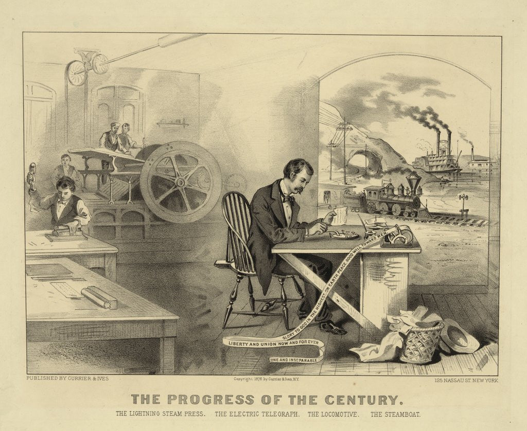 Detail of The Progress of the Century by Currier & Ives