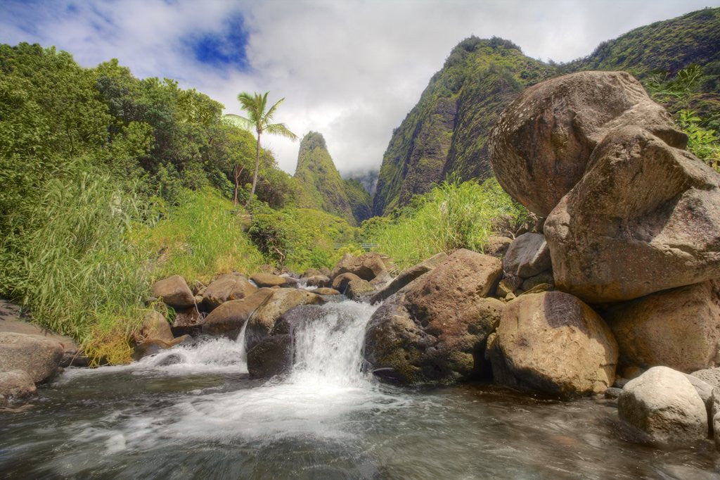 Detail of Iao Needle and Iao Stream in Iao Valley State Park on Maui by Anonymous