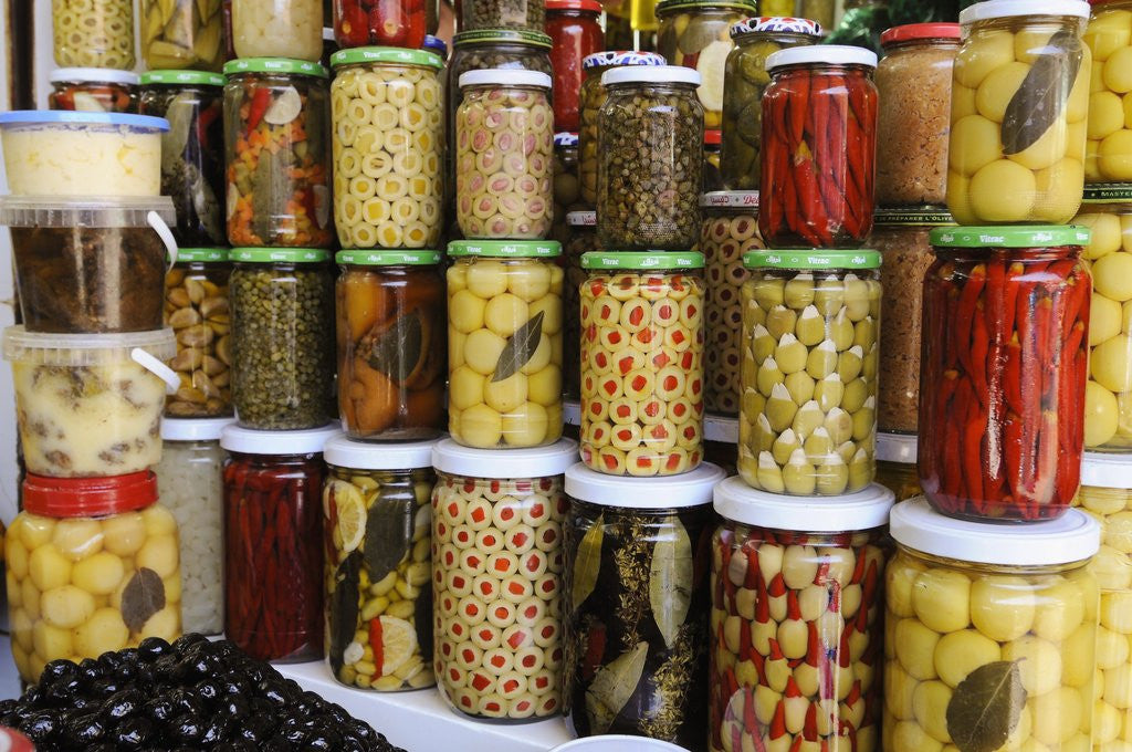 Detail of Olive stand in a souk in the medina in Marrakech by Anonymous
