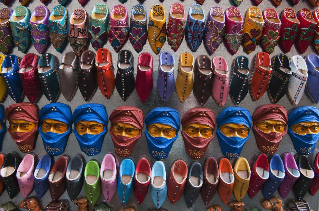 Detail of Magnets for sale in a souk in the medina in Marrakech by Anonymous
