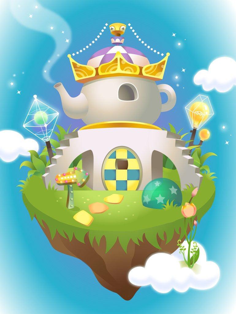 Detail of Crown on a teapot shaped house by Anonymous