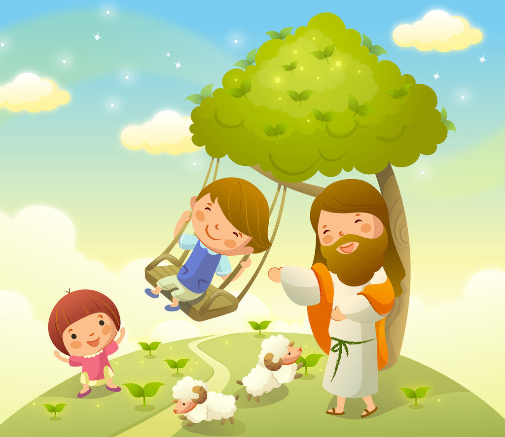 Detail of Jesus Christ playing with two children by Anonymous