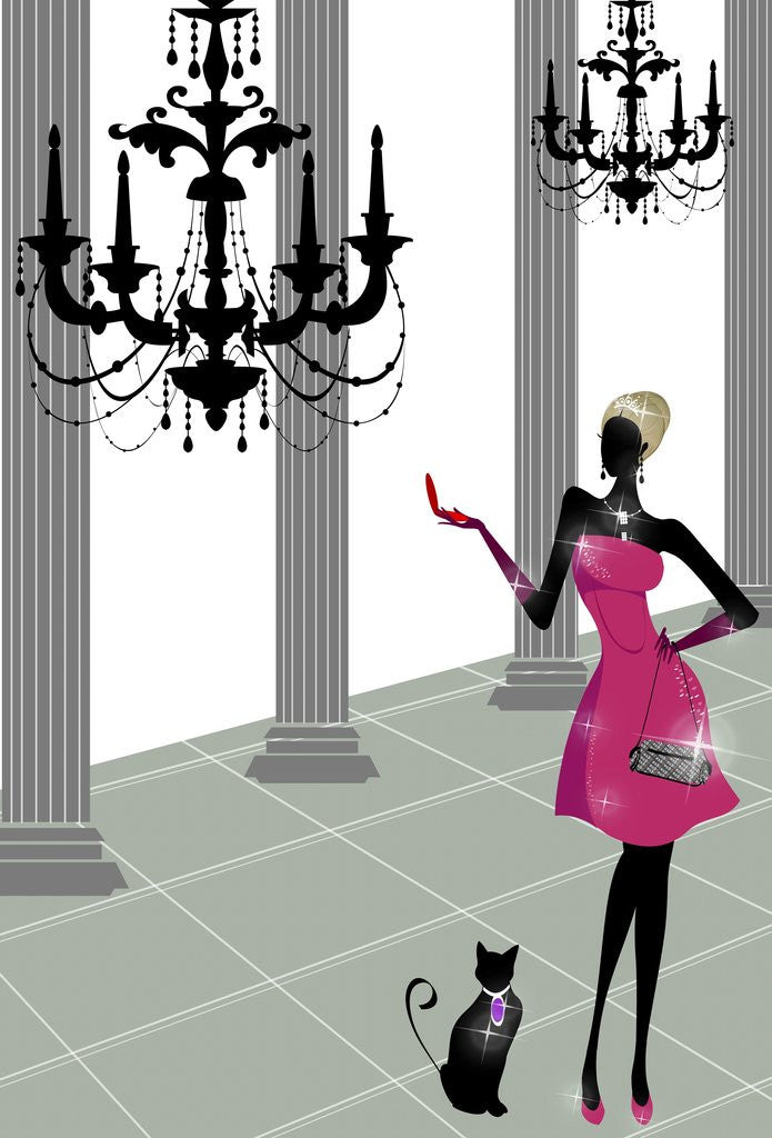 Detail of Woman posing with her cat by Anonymous