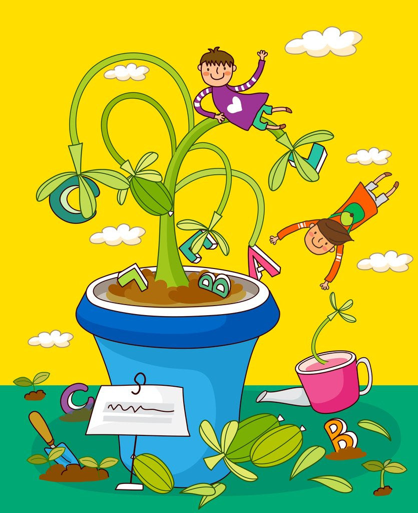 Detail of Children playing with potted plants by Anonymous