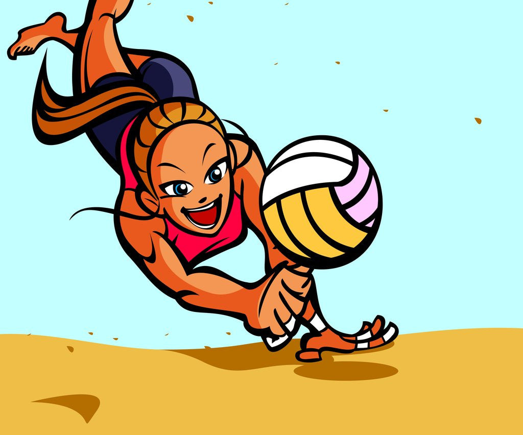 Detail of Woman playing volleyball on the beach by Anonymous