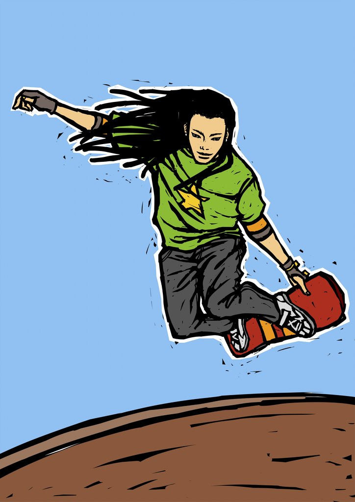 Detail of Low angle view of a man skateboarding by Anonymous