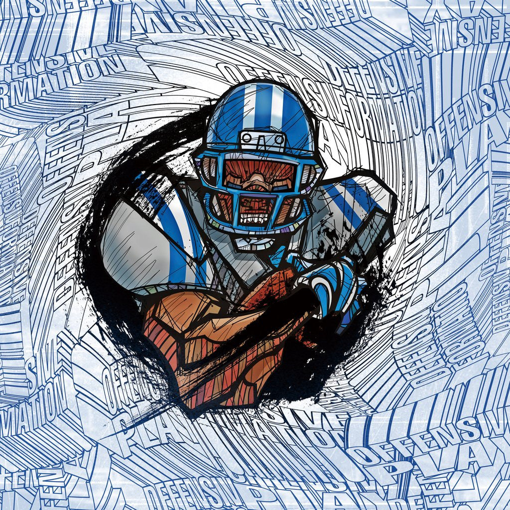 Detail of American football player by Anonymous