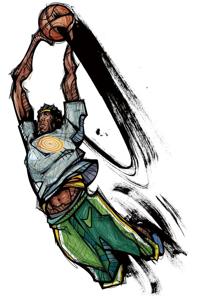 Detail of Basketball player holding ball by Anonymous