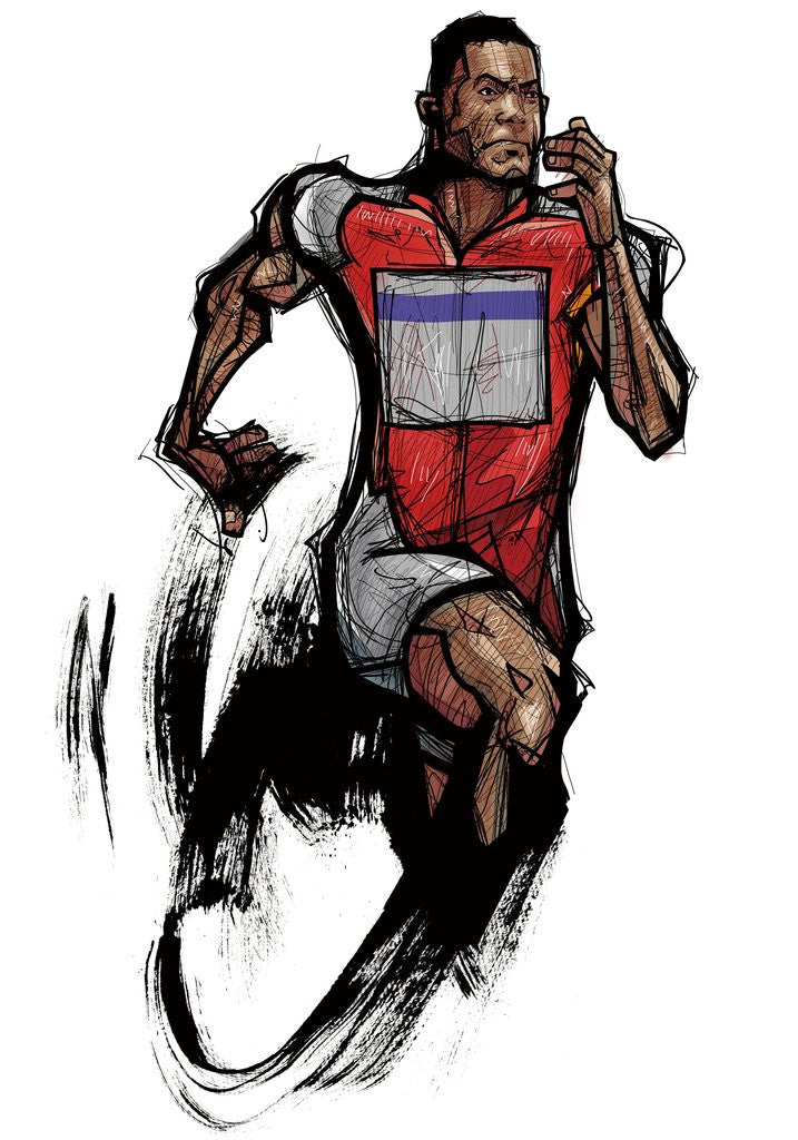 Detail of Male athlete running by Anonymous