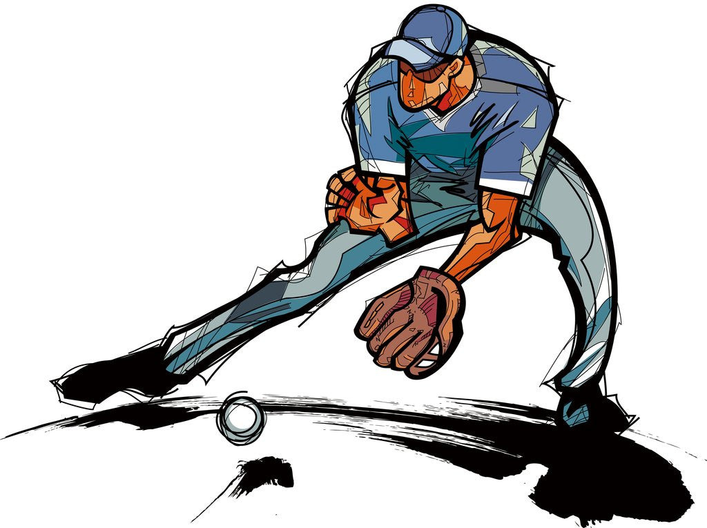 Detail of Baseball player catching ball by Anonymous