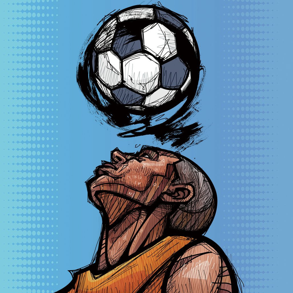 Detail of Soccer player heading soccer ball by Anonymous