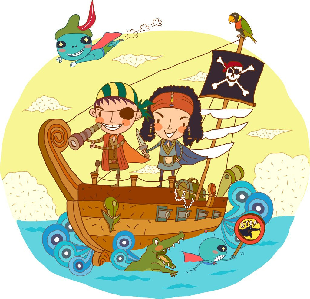 Detail of Couple in nautical vessel by Anonymous