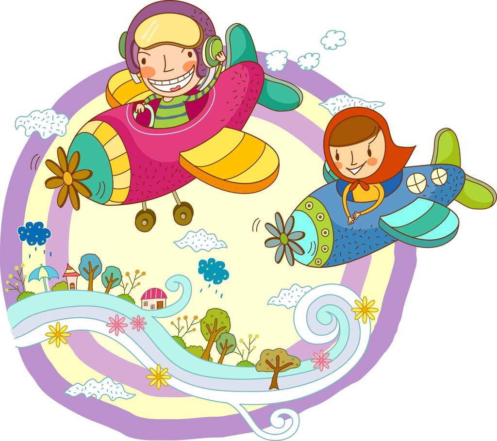Detail of Friends traveling in propeller airplane by Anonymous