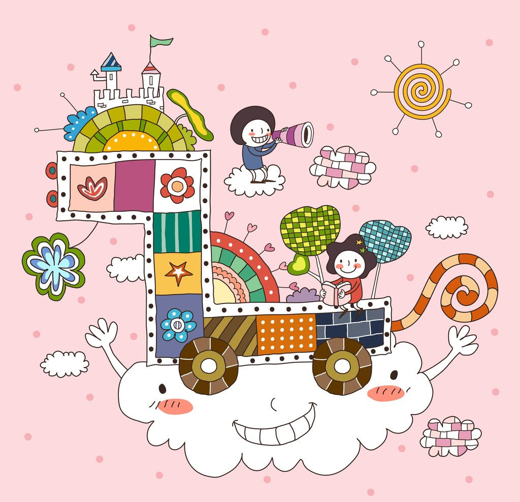 Detail of Children playing while traveling by Anonymous