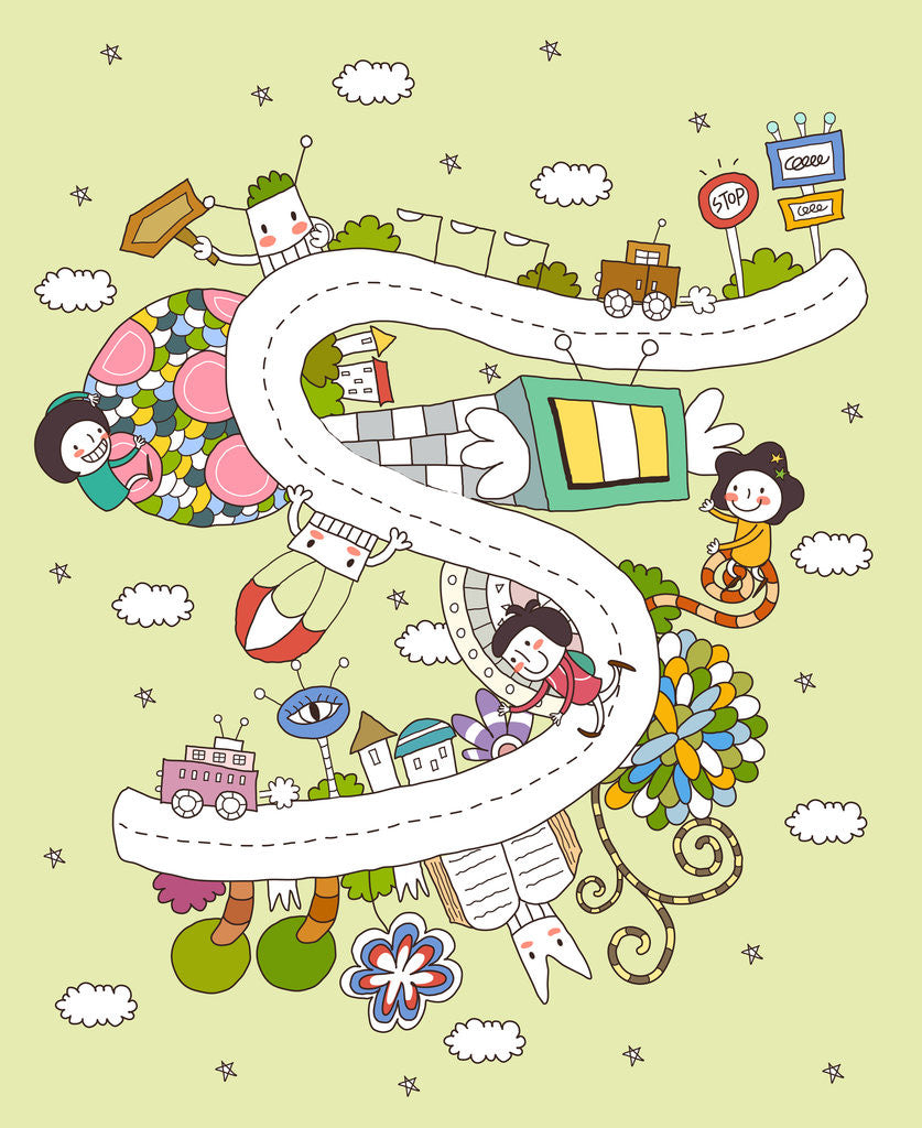 Detail of Children playing by street by Anonymous