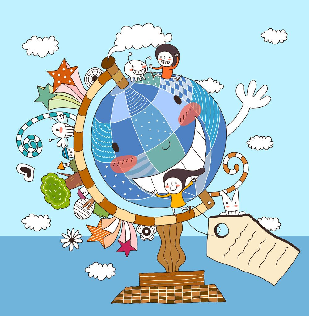 Detail of Children playing with globe by Anonymous