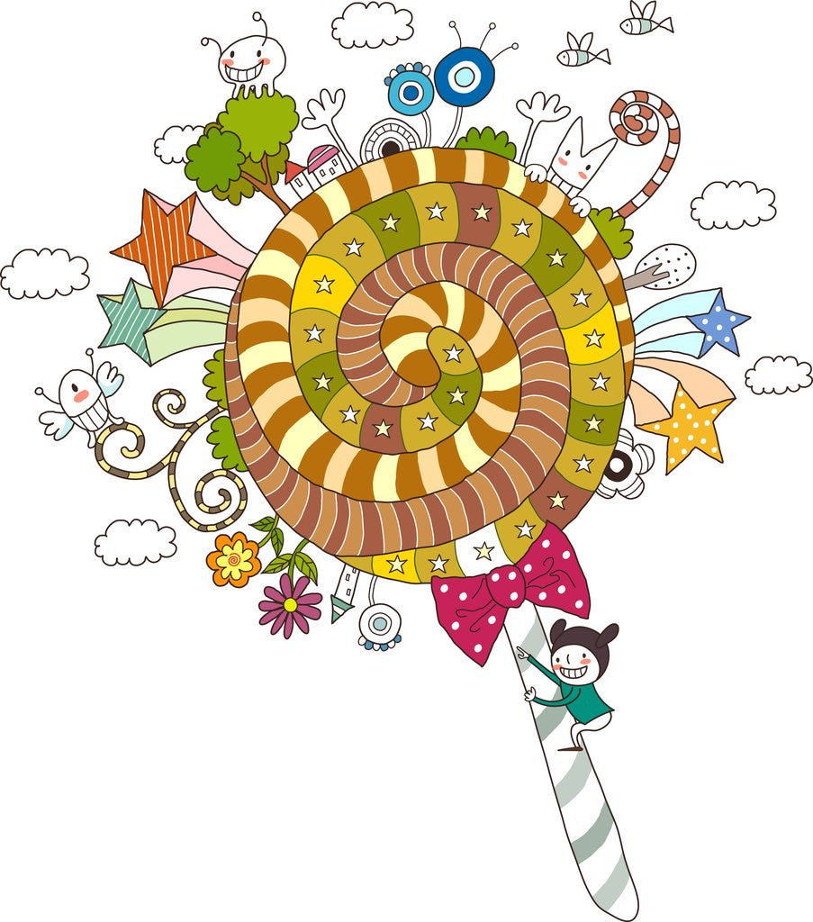 Detail of Boy sitting on lollipop by Anonymous