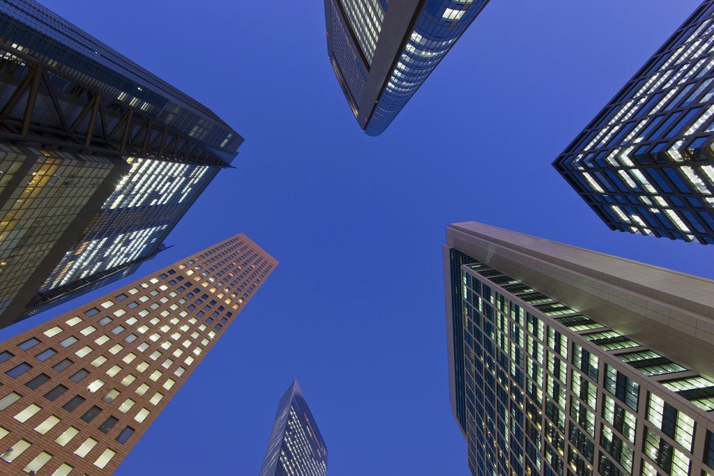Detail of Tokyo skyscrapers at twilight by Anonymous