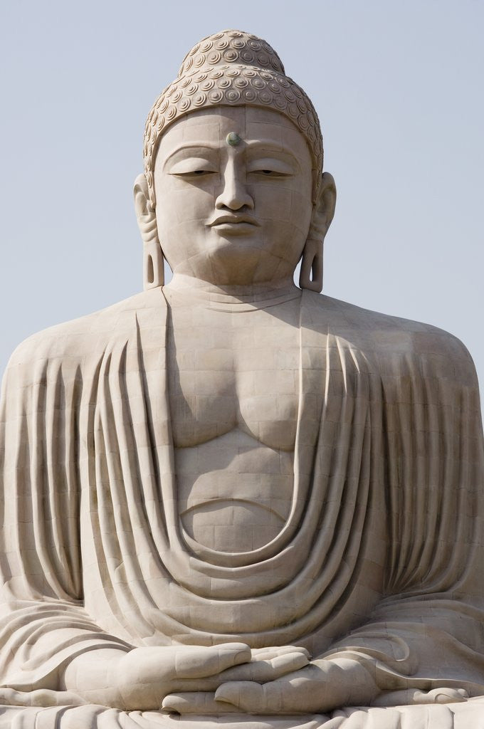 Detail of Low angle view of a statue of Buddha, The Great Buddha Statue, Bodhgaya, Gaya, Bihar, India by Corbis