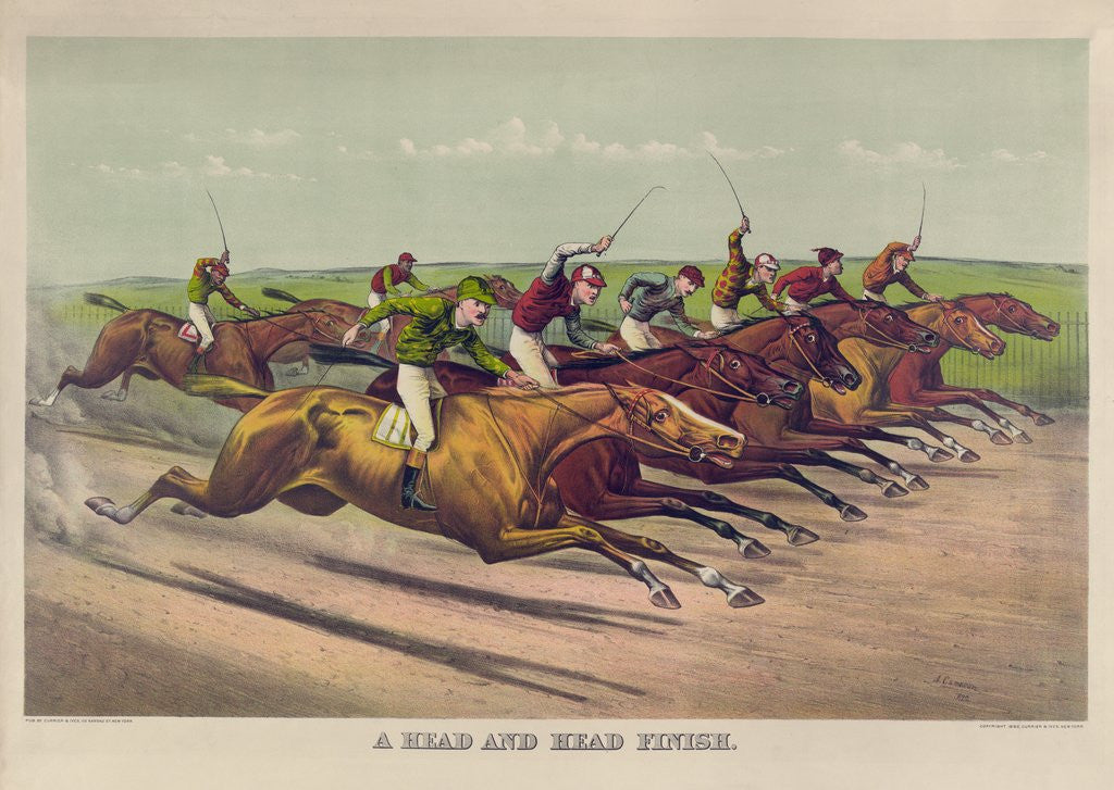 Detail of A Head and Head Finish by Currier & Ives