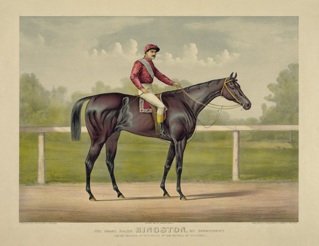 Detail of The Grand Racer Kingston by Spendthrift by Currier & Ives