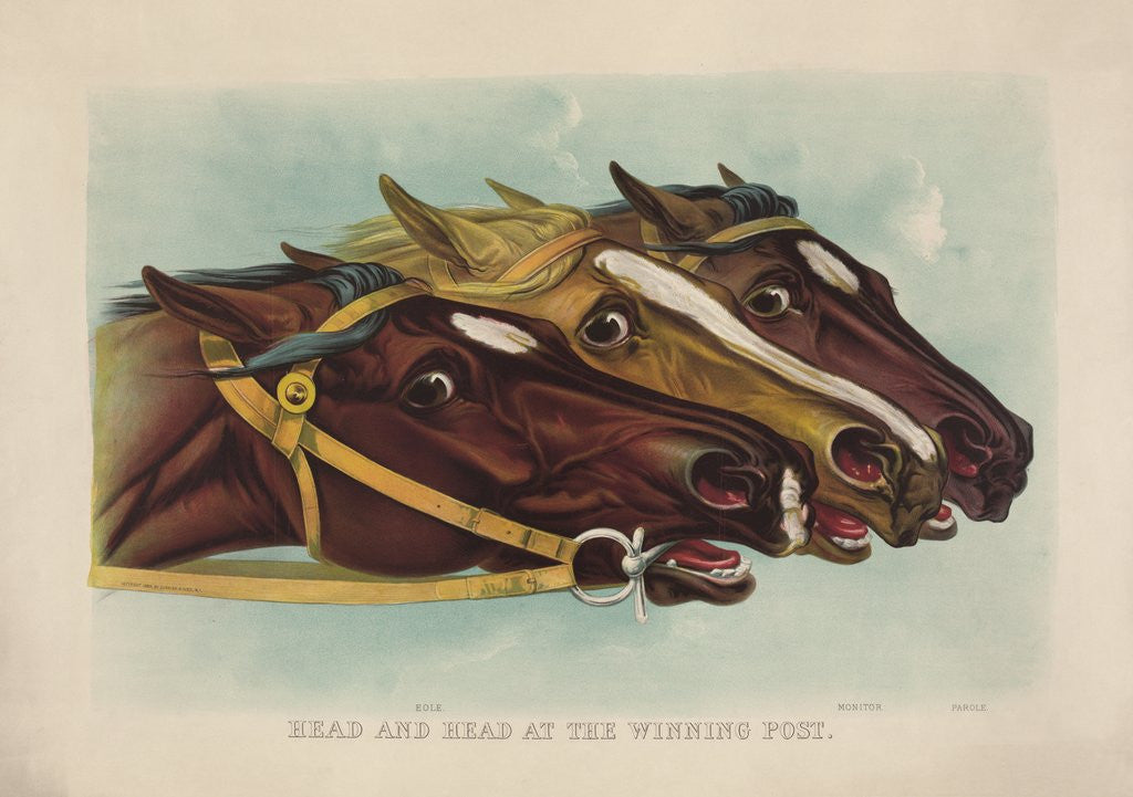 Detail of Head and Head at the Winning Post by Currier & Ives