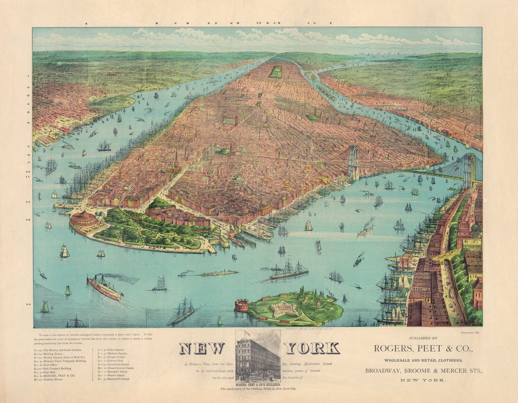 Detail of New York: A Bird's Eye View from the Harbor by Currier & Ives