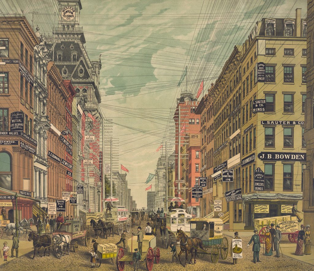 Detail of View of Broadway, New York City by Anonymous