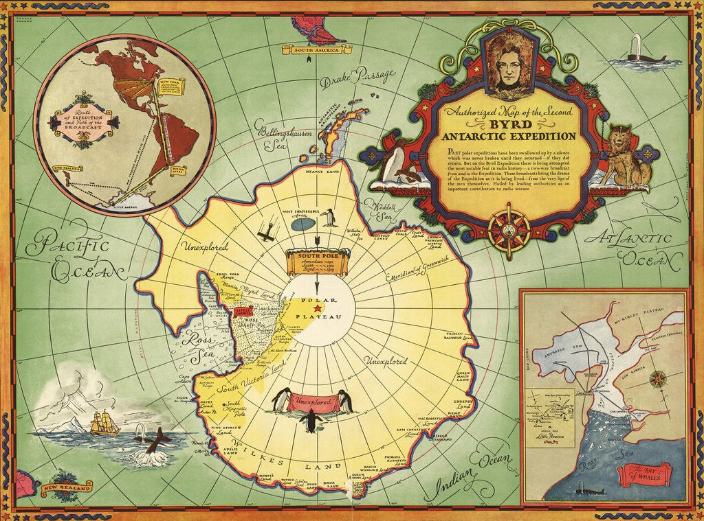 Detail of Authorized map of the Second Byrd Antarctic Expedition by Anonymous