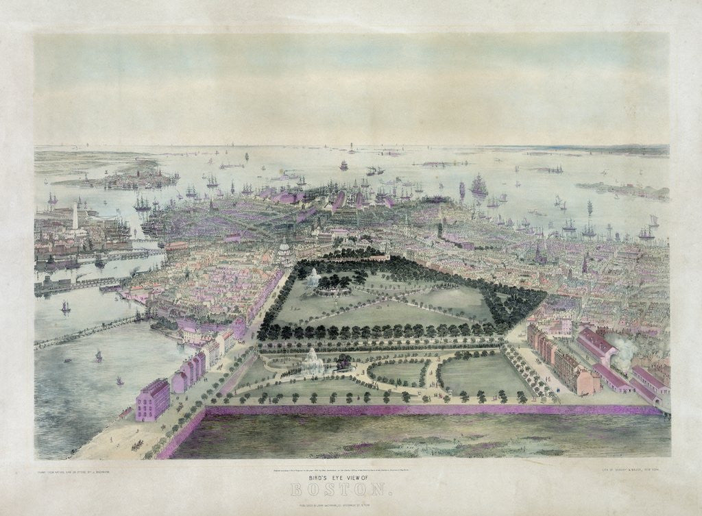 Detail of Bird's Eye View of Boston by Anonymous