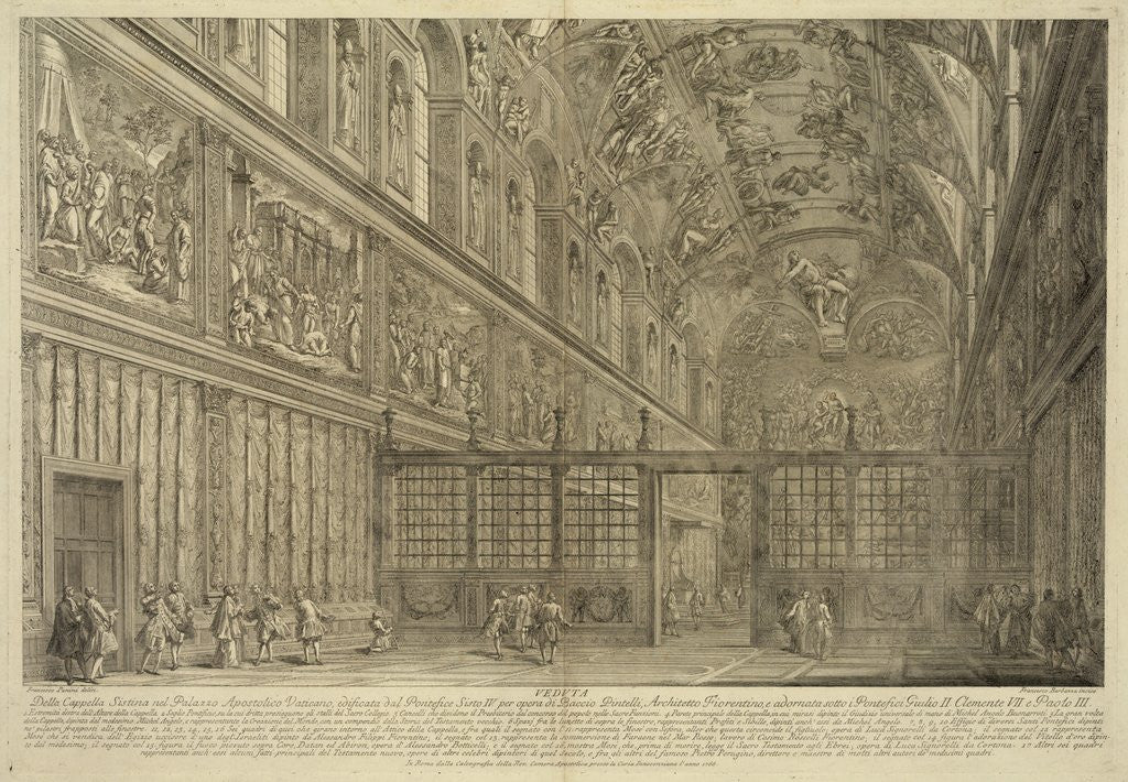 Detail of Veduta della capella sistina nel palazzo apostolico vaticano by Francesco Barbazza
