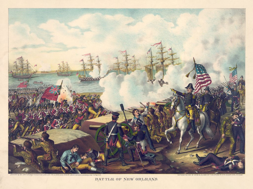 Detail of Battle of New Orleans by Kurz & Allison