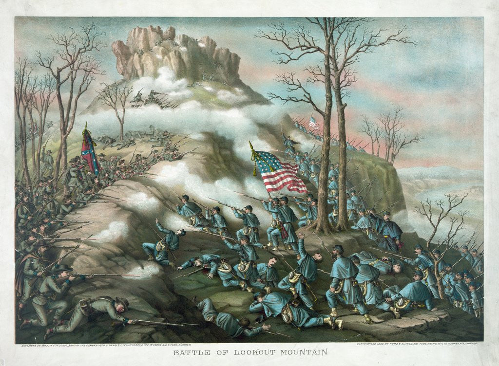 Detail of Battle of Lookout Mountain by Kurz & Allison