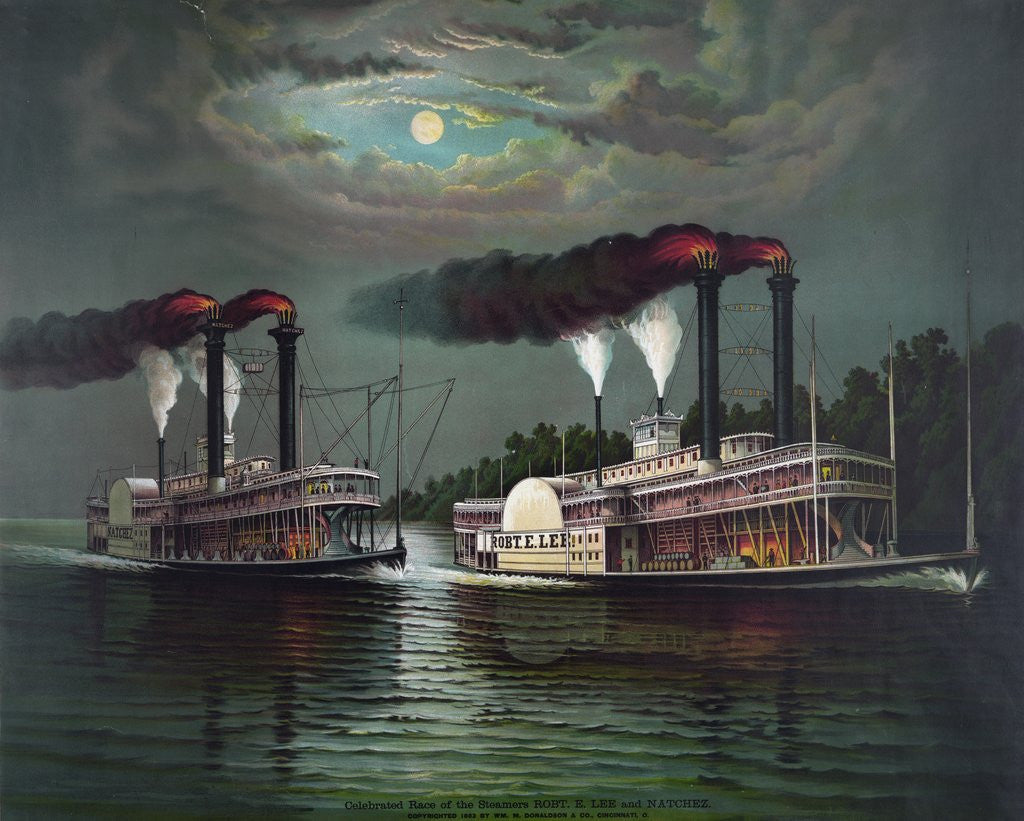 Detail of Celebrated race of the steamers Robert E. Lee and Natchez by Anonymous