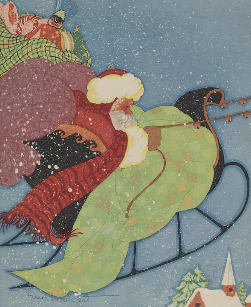 Detail of Santa Claus driving sleigh by Corbis