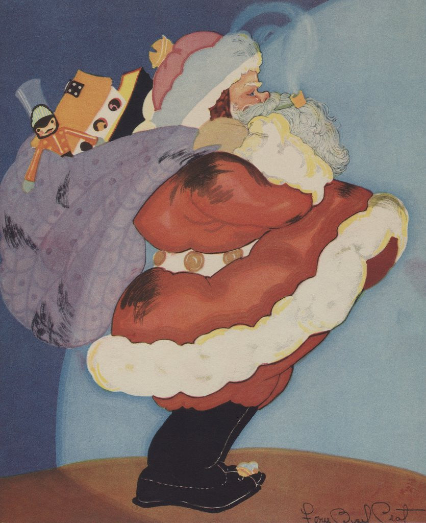 Detail of Santa Claus with bag of toys by Anonymous