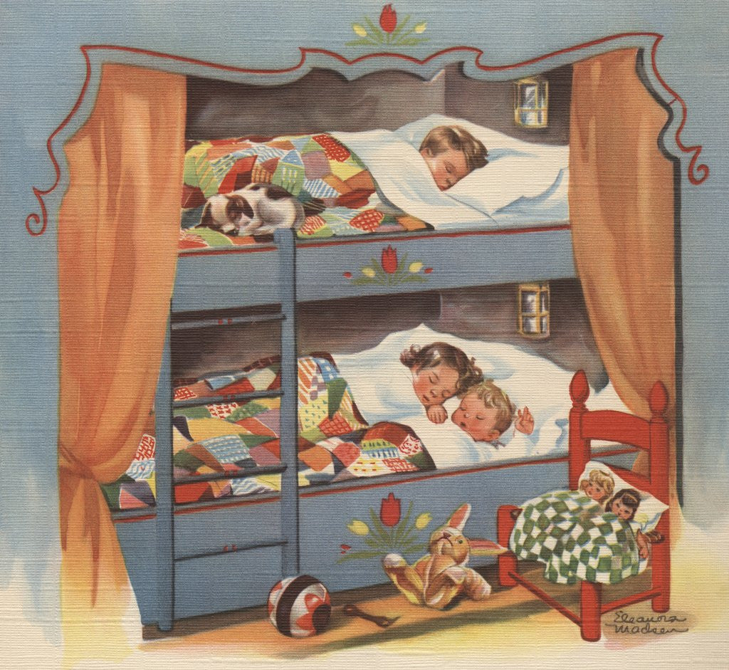 Detail of Brothers and sisters asleep on Christmas Eve by Anonymous